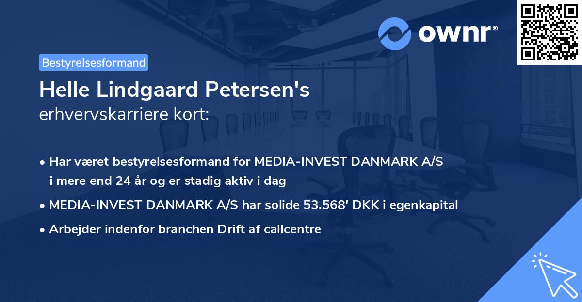 Helle Lindgaard Petersen's erhvervskarriere kort