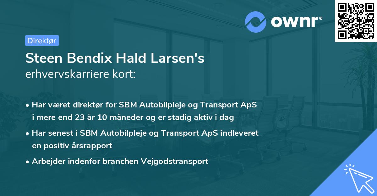 Steen Bendix Hald Larsen's erhvervskarriere kort
