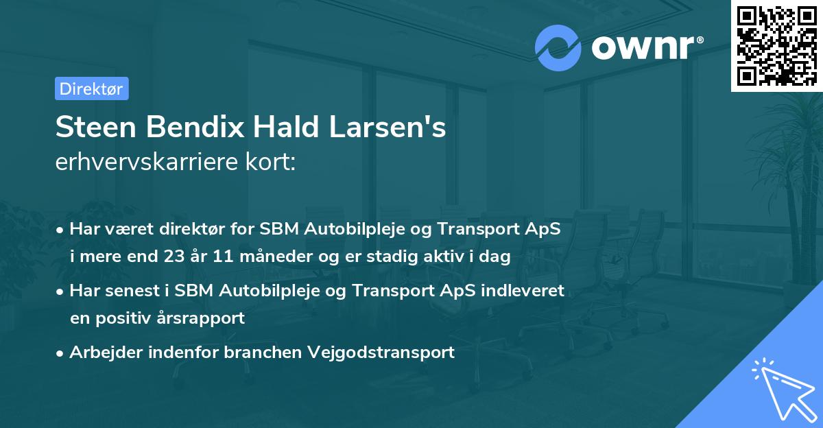 Steen Bendix Hald Larsen's erhvervskarriere kort