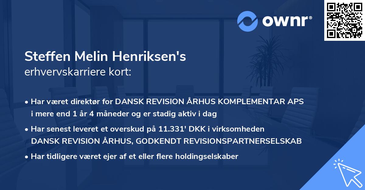 Steffen Melin Henriksen's erhvervskarriere kort