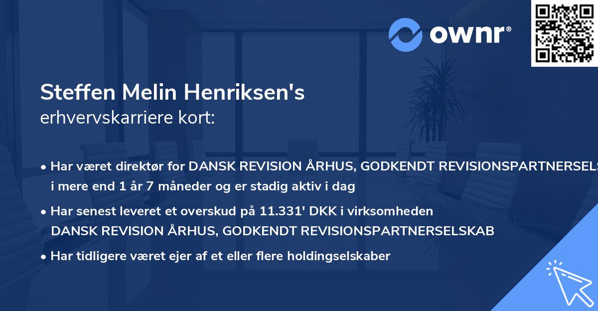 Steffen Melin Henriksen's erhvervskarriere kort