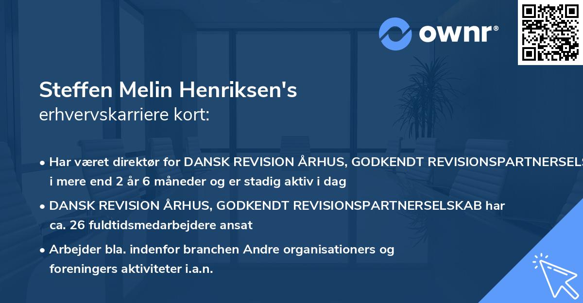 Steffen Melin Henriksen's erhvervskarriere kort