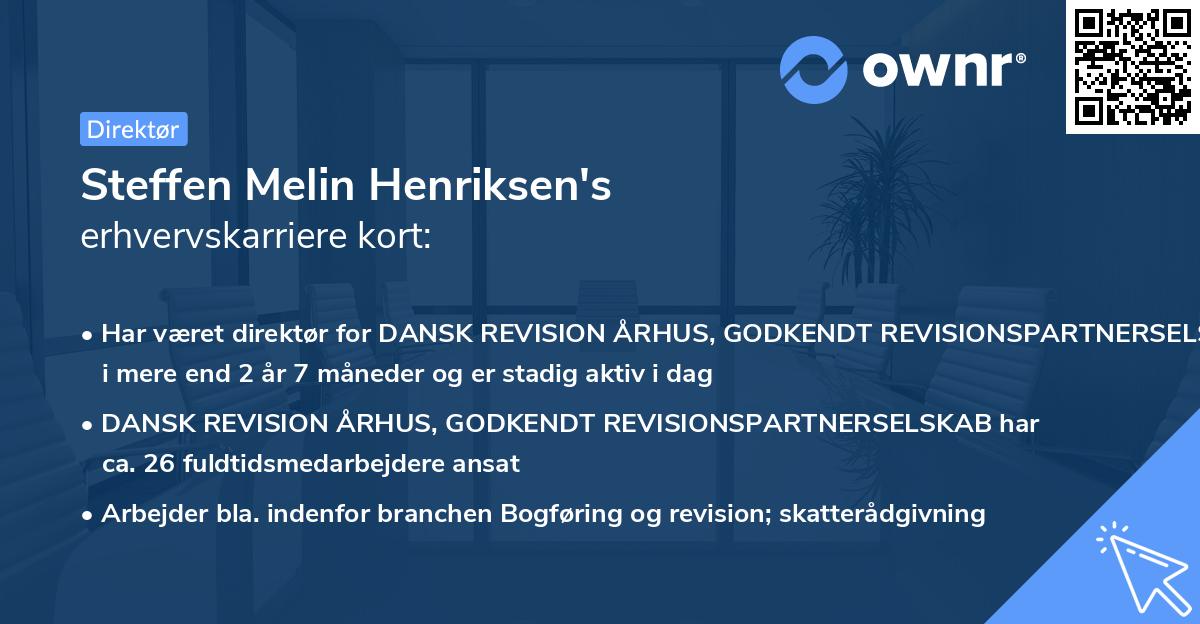 Steffen Melin Henriksen's erhvervskarriere kort