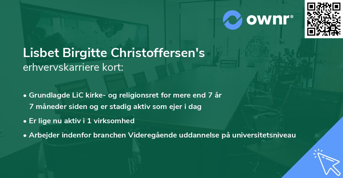 Lisbet Birgitte Christoffersen's erhvervskarriere kort