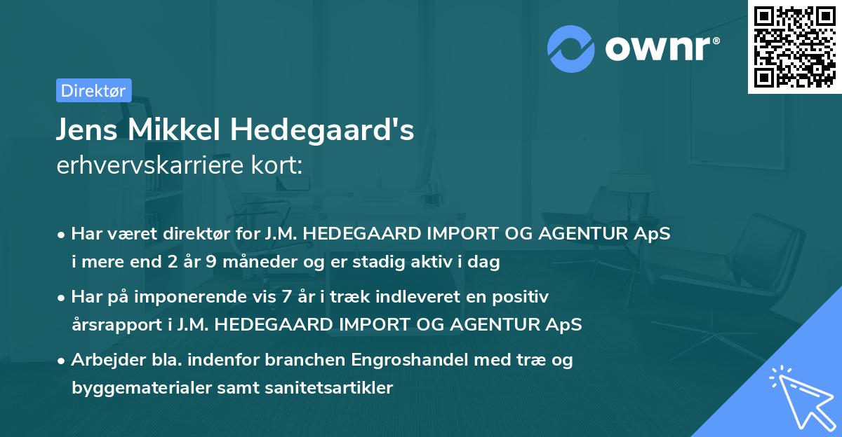 Jens Mikkel Hedegaard's erhvervskarriere kort