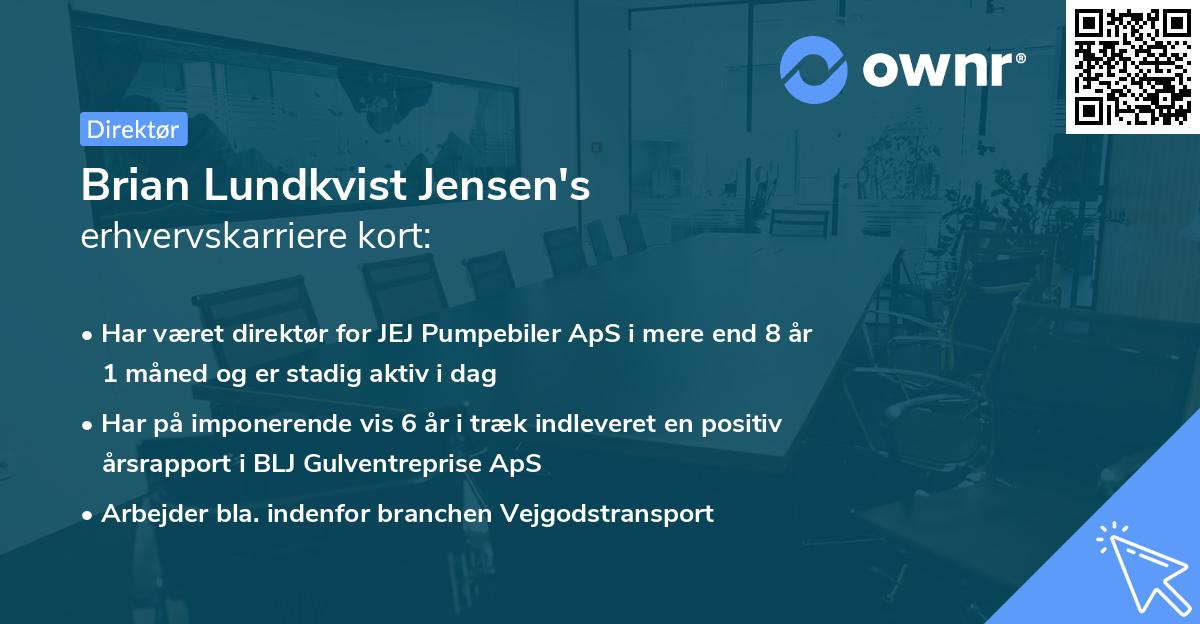Brian Lundkvist Jensen's erhvervskarriere kort