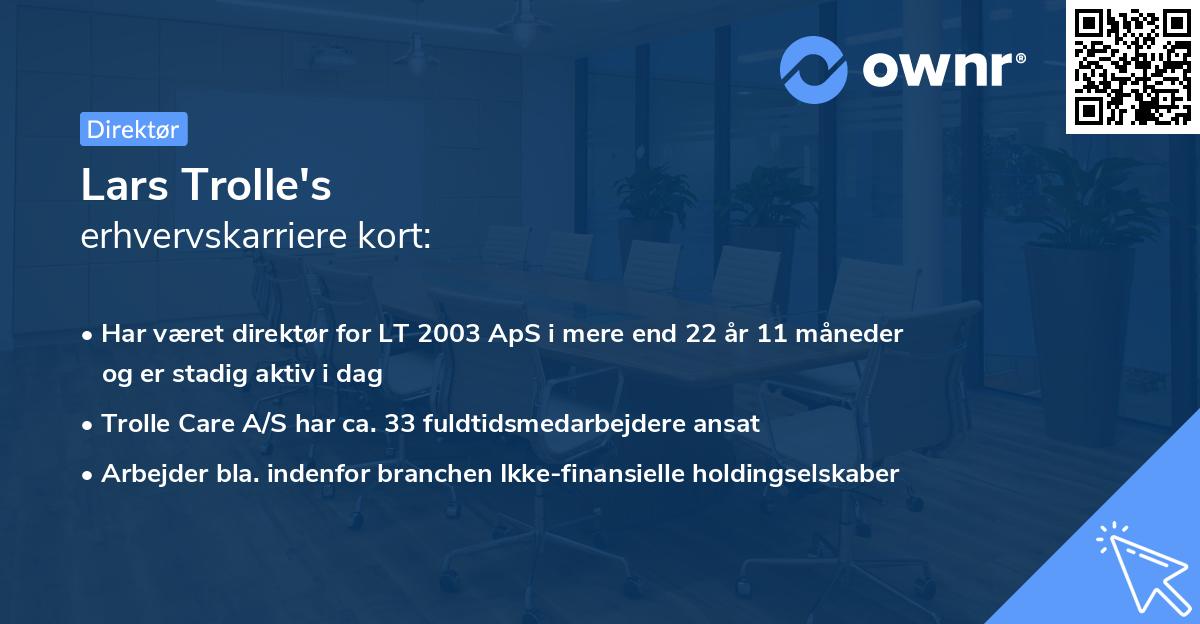 Lars Trolle's erhvervskarriere kort