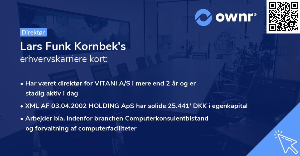 Lars Funk Kornbek's erhvervskarriere kort