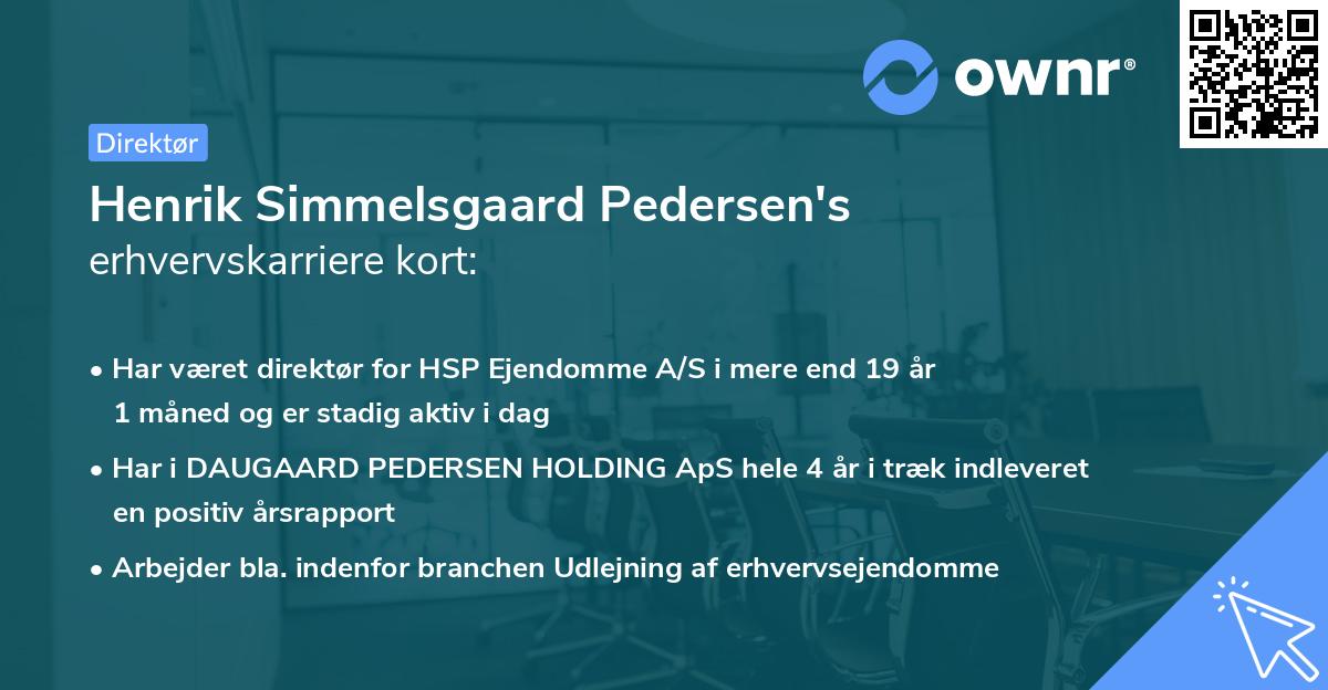 Henrik Simmelsgaard Pedersen's erhvervskarriere kort