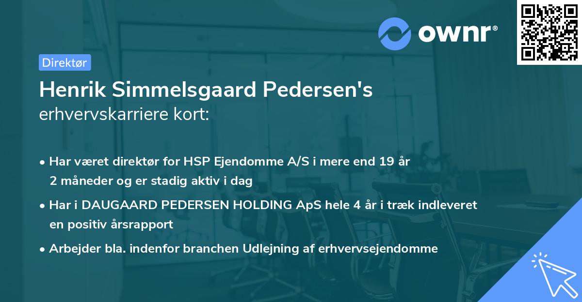Henrik Simmelsgaard Pedersen's erhvervskarriere kort