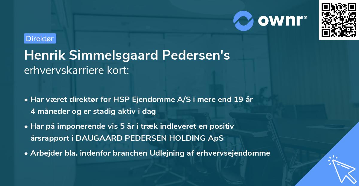 Henrik Simmelsgaard Pedersen's erhvervskarriere kort