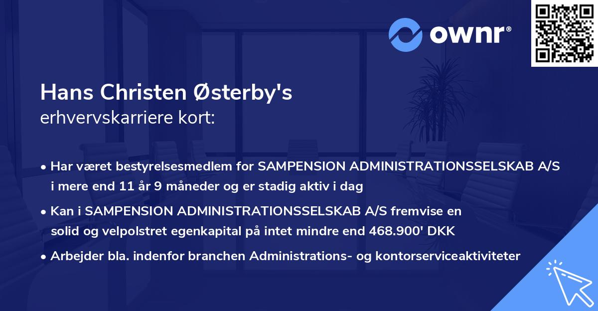 Hans Christen Østerby's erhvervskarriere kort