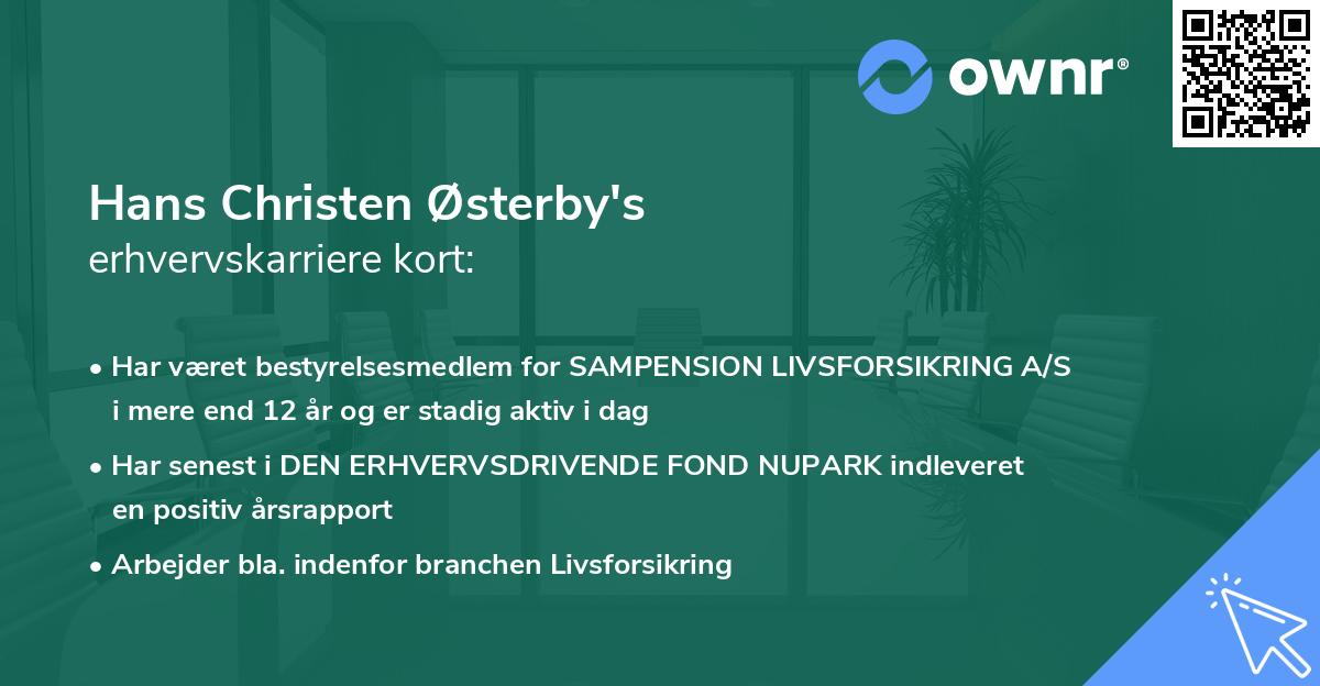 Hans Christen Østerby's erhvervskarriere kort