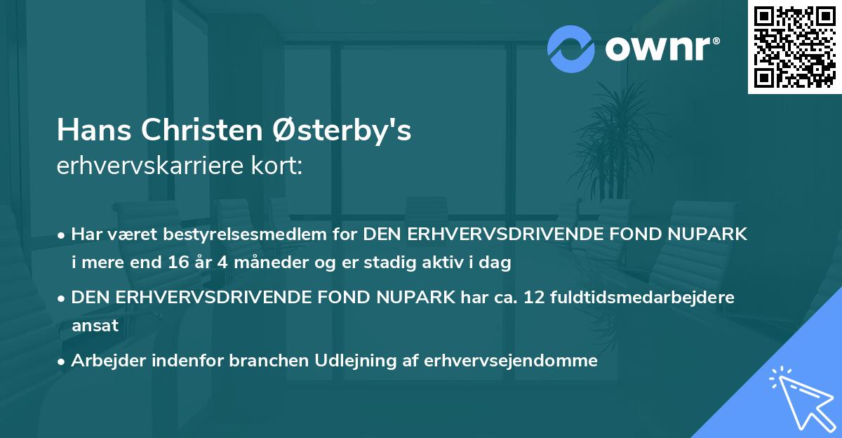Hans Christen Østerby's erhvervskarriere kort