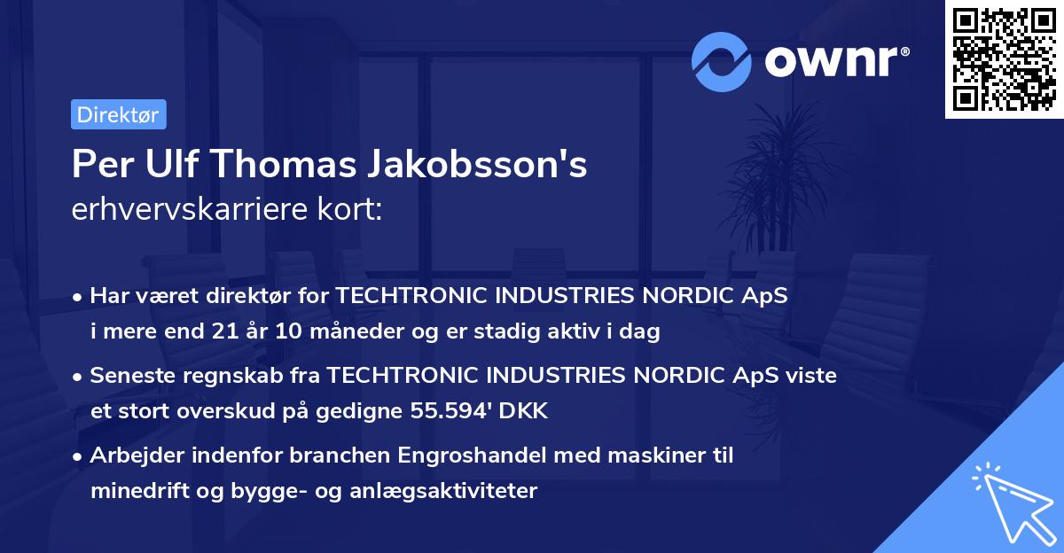Per Ulf Thomas Jakobsson's erhvervskarriere kort