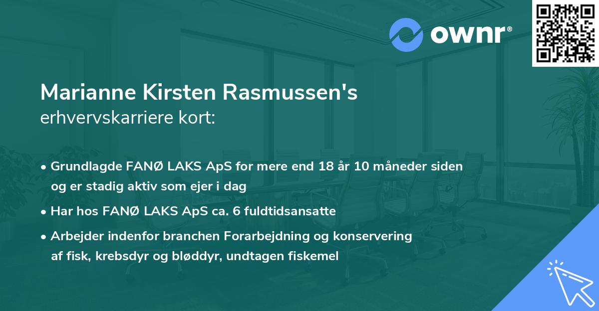 Marianne Kirsten Rasmussen's erhvervskarriere kort