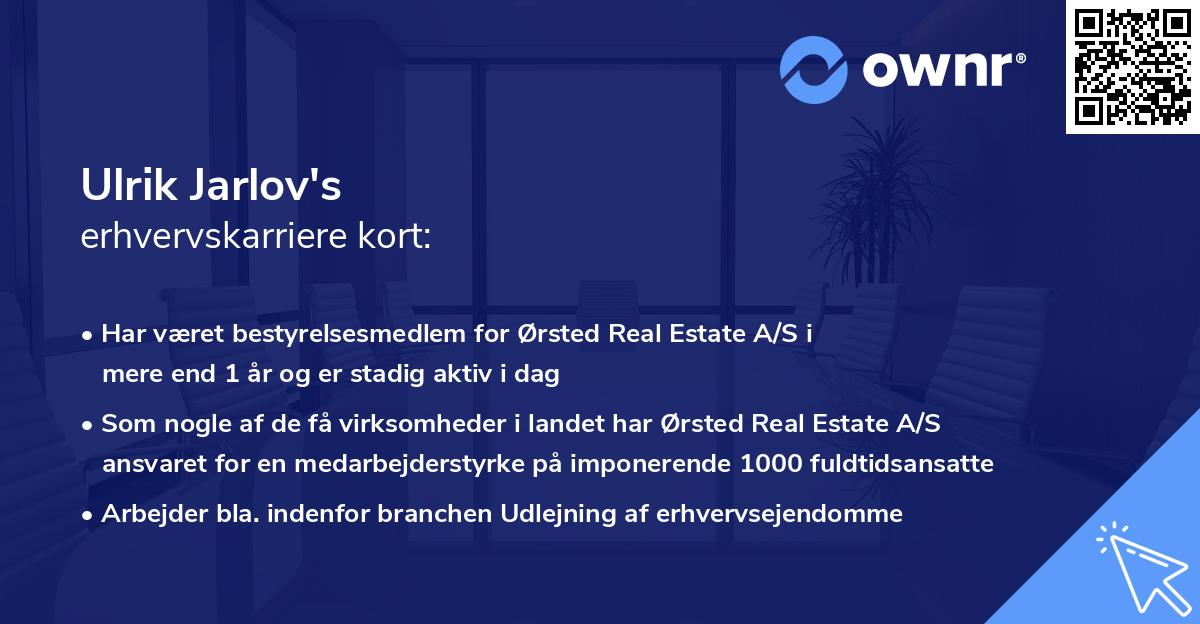 Ulrik Jarlov's erhvervskarriere kort