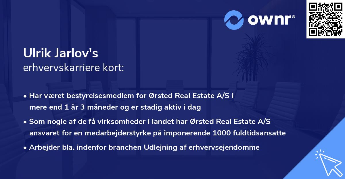 Ulrik Jarlov's erhvervskarriere kort