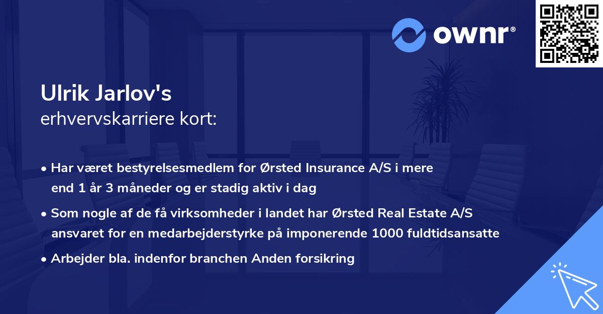 Ulrik Jarlov's erhvervskarriere kort