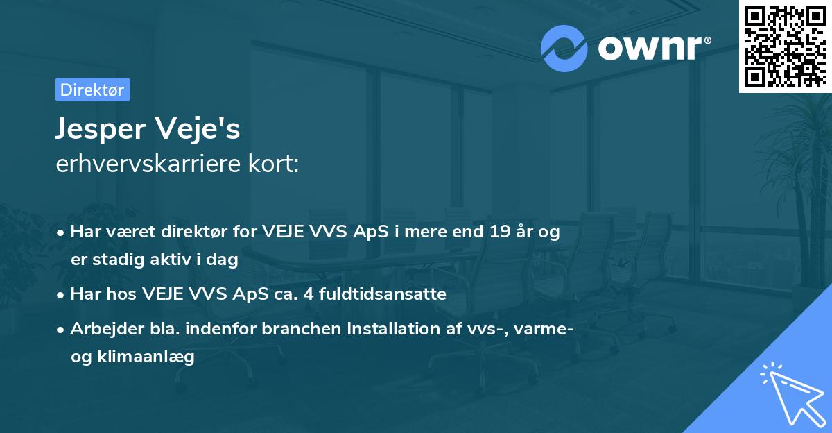 Jesper Veje's erhvervskarriere kort