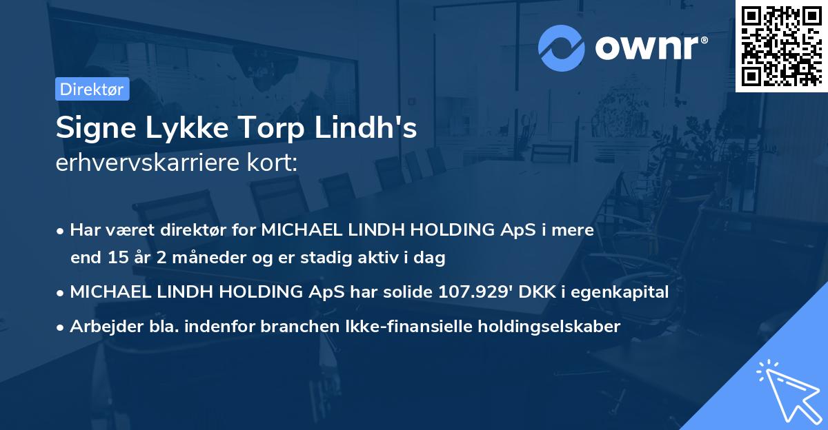 Signe Lykke Torp Lindh's erhvervskarriere kort