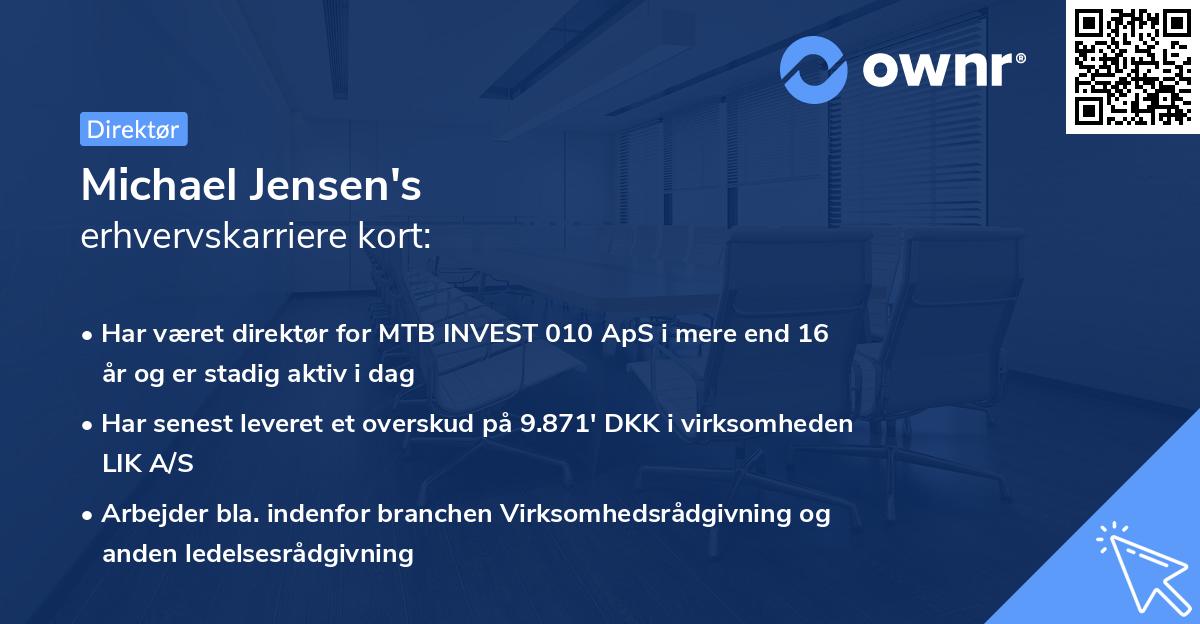 Michael Jensen's erhvervskarriere kort