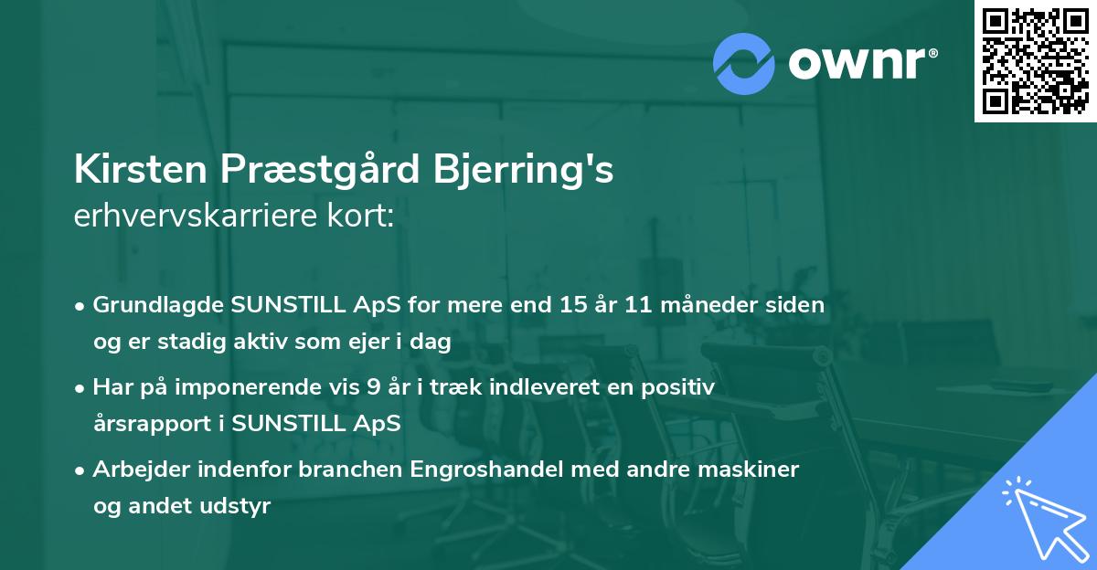 Kirsten Præstgård Bjerring's erhvervskarriere kort
