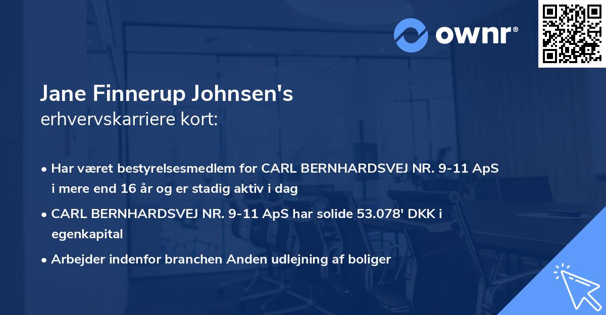 Jane Finnerup Johnsen's erhvervskarriere kort