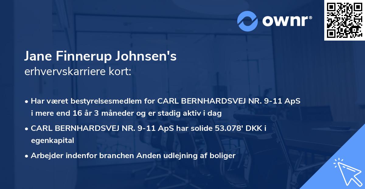 Jane Finnerup Johnsen's erhvervskarriere kort