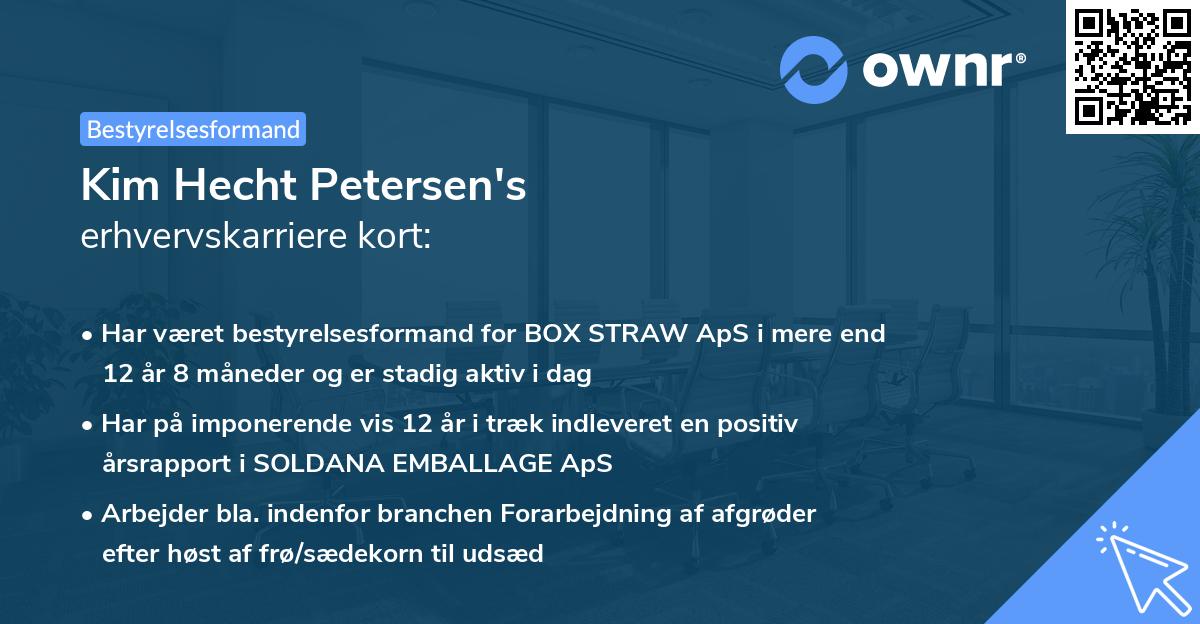 Kim Hecht Petersen's erhvervskarriere kort