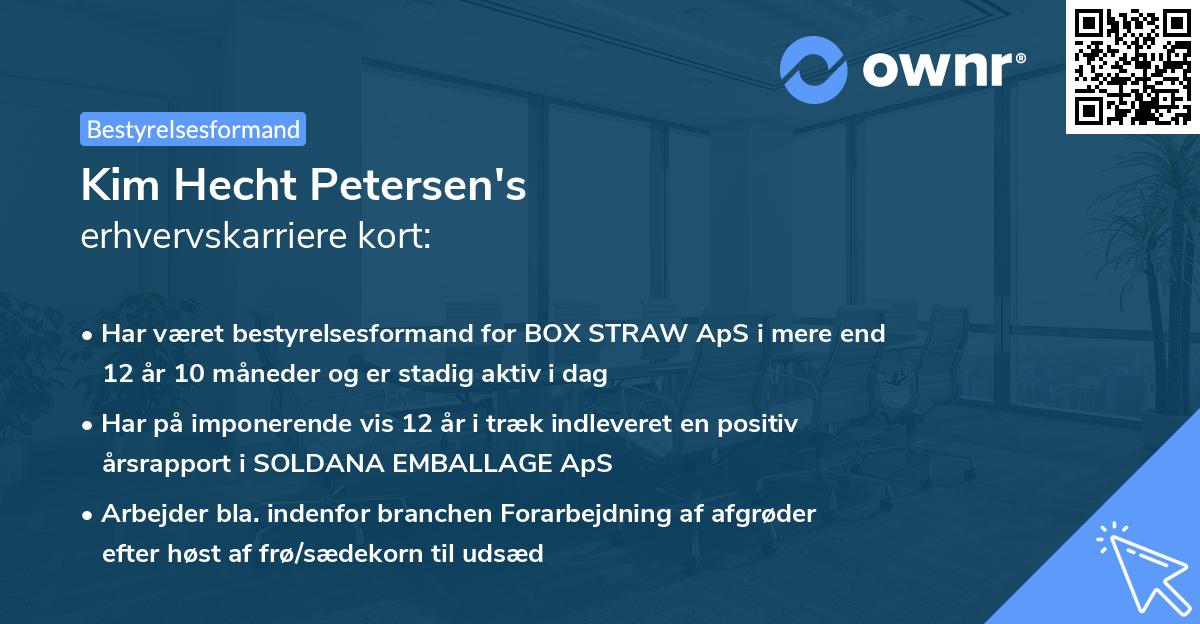 Kim Hecht Petersen's erhvervskarriere kort