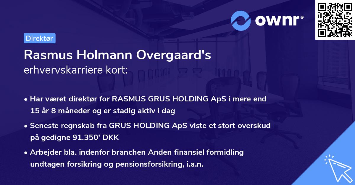 Rasmus Holmann Overgaard's erhvervskarriere kort