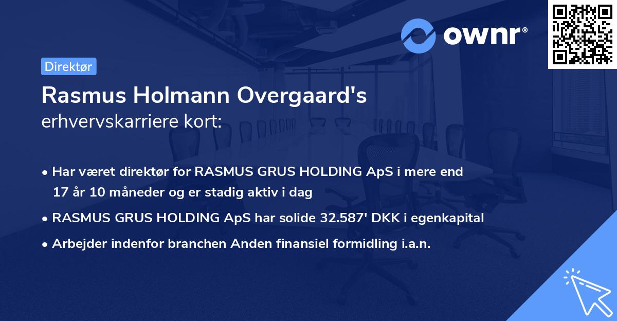 Rasmus Holmann Overgaard's erhvervskarriere kort