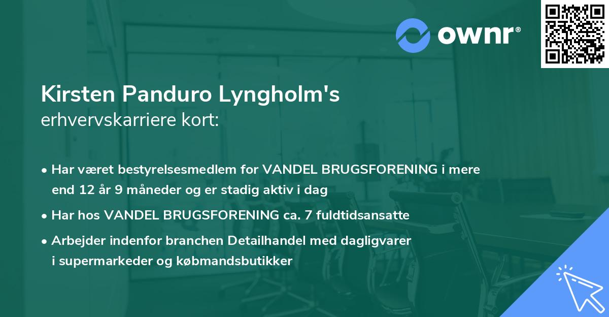 Kirsten Panduro Lyngholm's erhvervskarriere kort