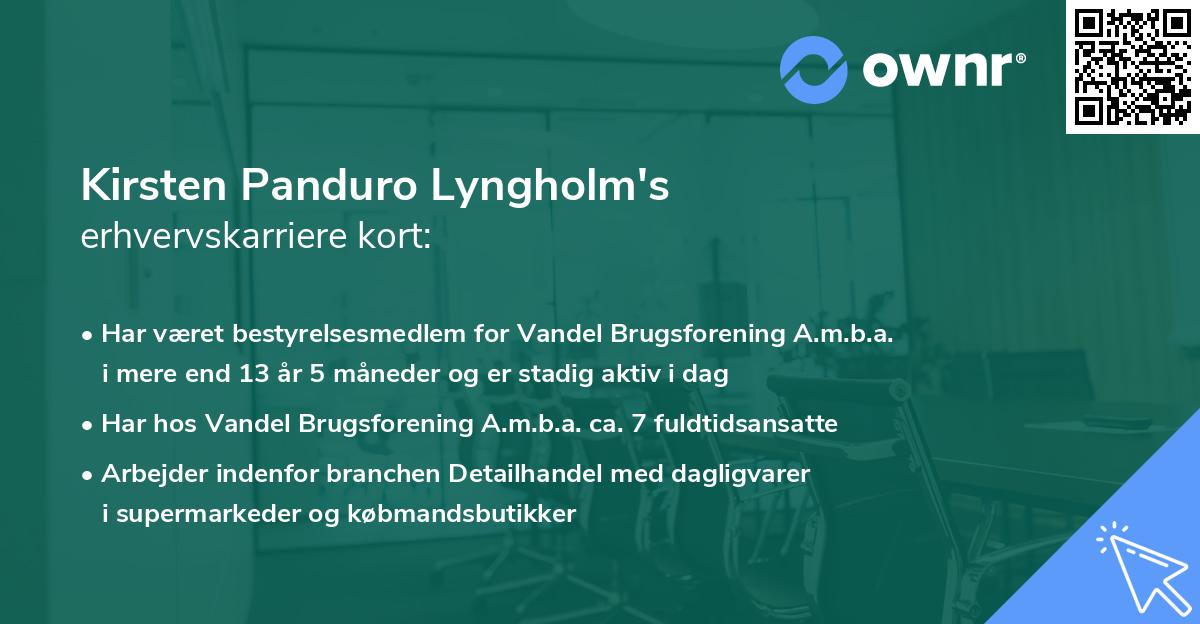 Kirsten Panduro Lyngholm's erhvervskarriere kort