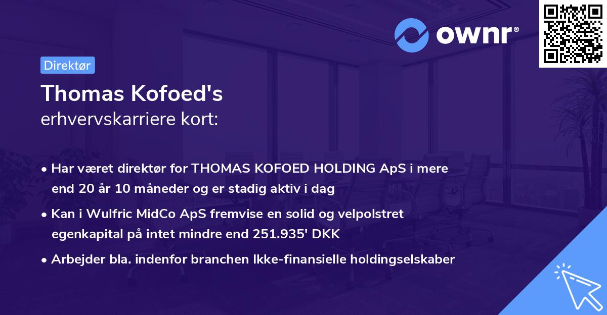 Thomas Kofoed's erhvervskarriere kort