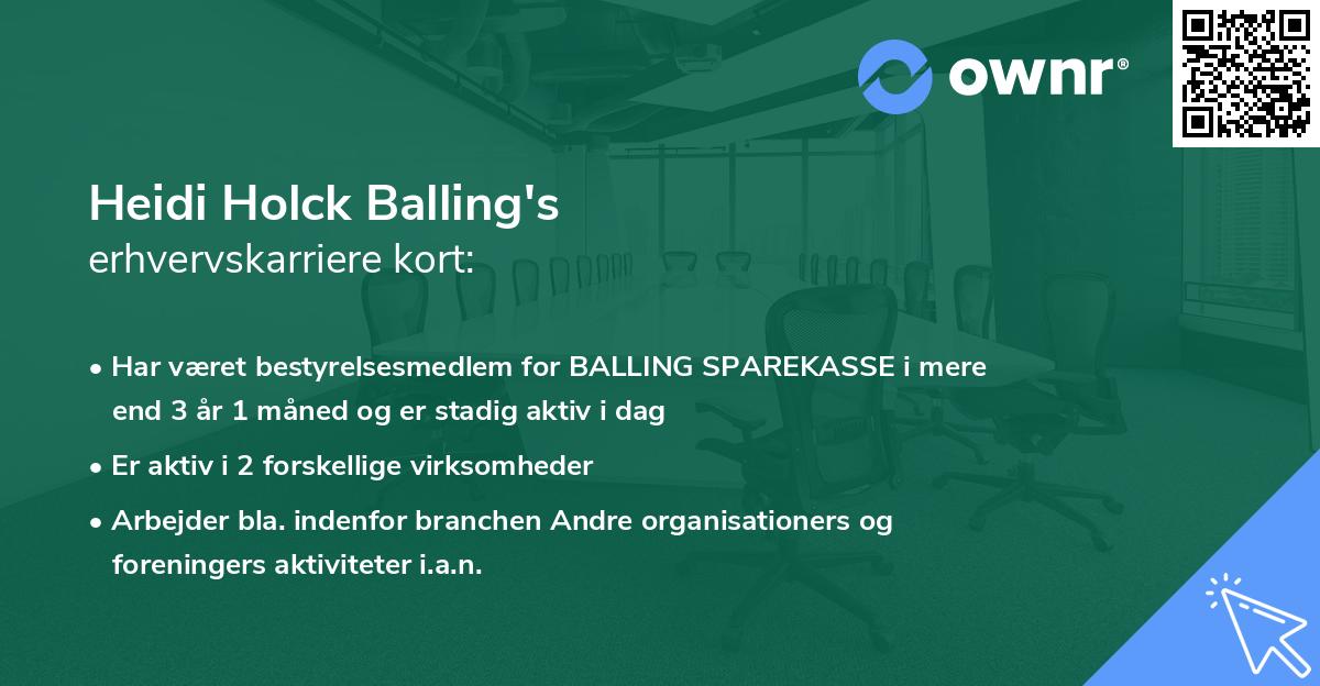 Heidi Holck Balling's erhvervskarriere kort