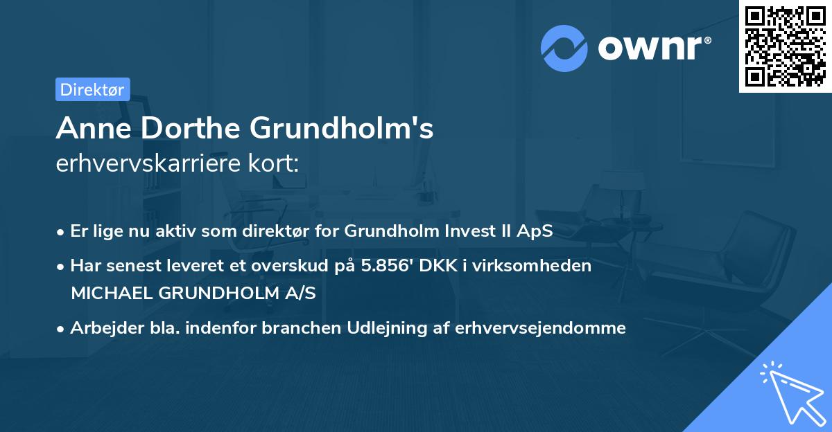 Anne Dorthe Grundholm's erhvervskarriere kort