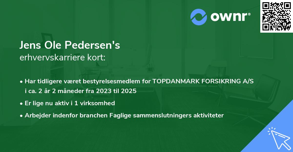 Jens Ole Pedersen's erhvervskarriere kort