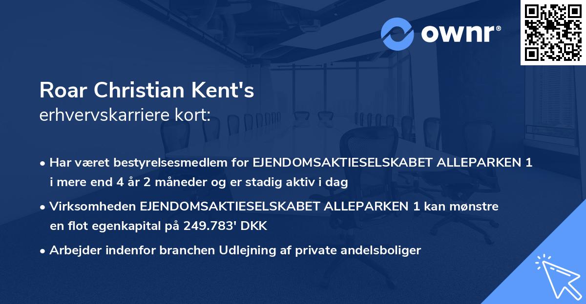 Roar Christian Kent's erhvervskarriere kort