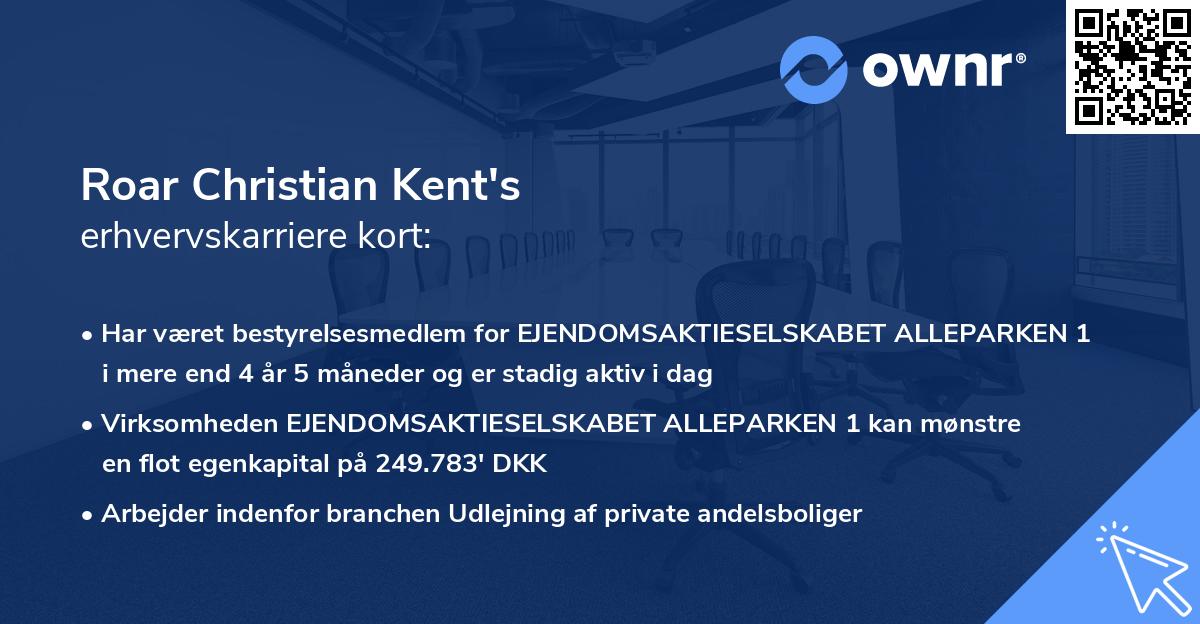 Roar Christian Kent's erhvervskarriere kort