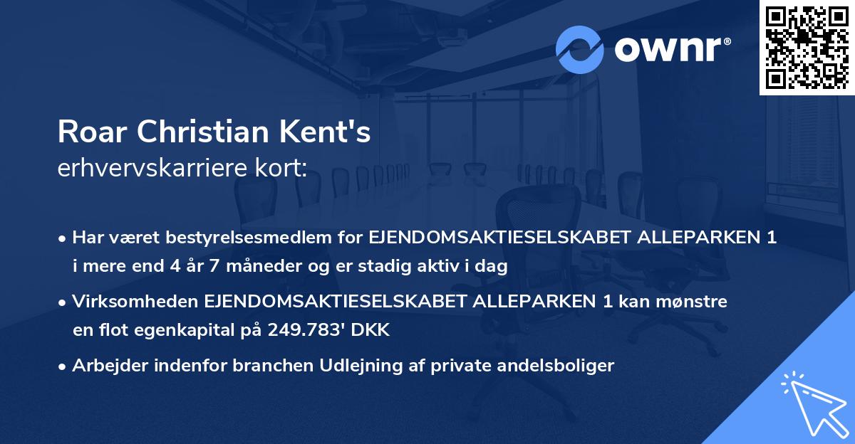 Roar Christian Kent's erhvervskarriere kort