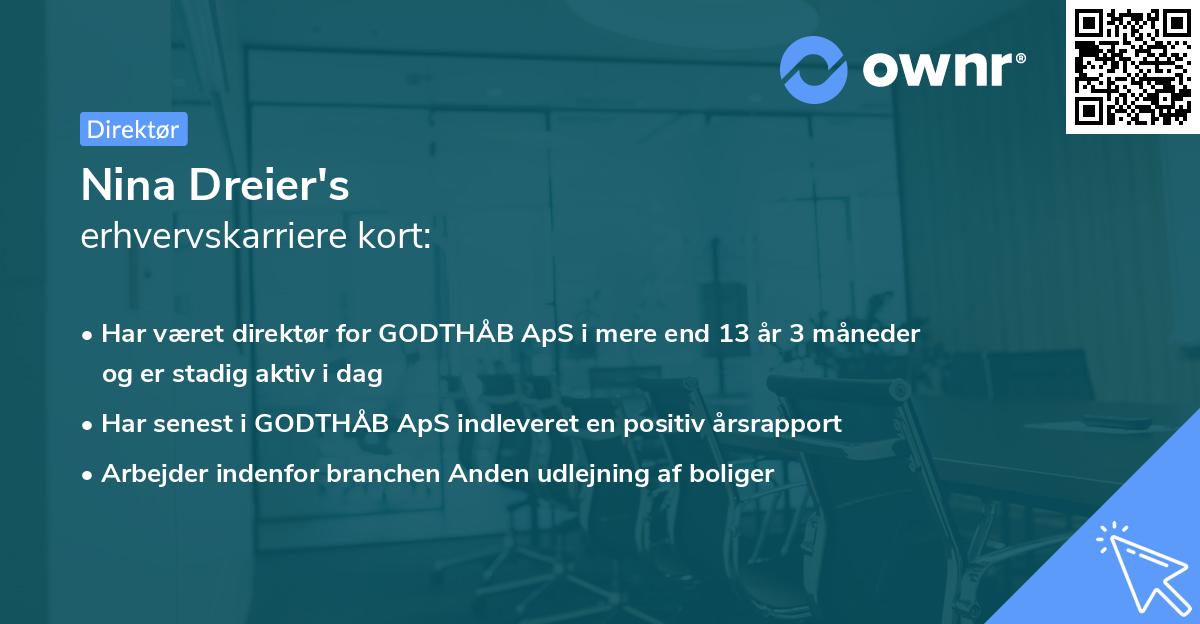 Nina Dreier's erhvervskarriere kort