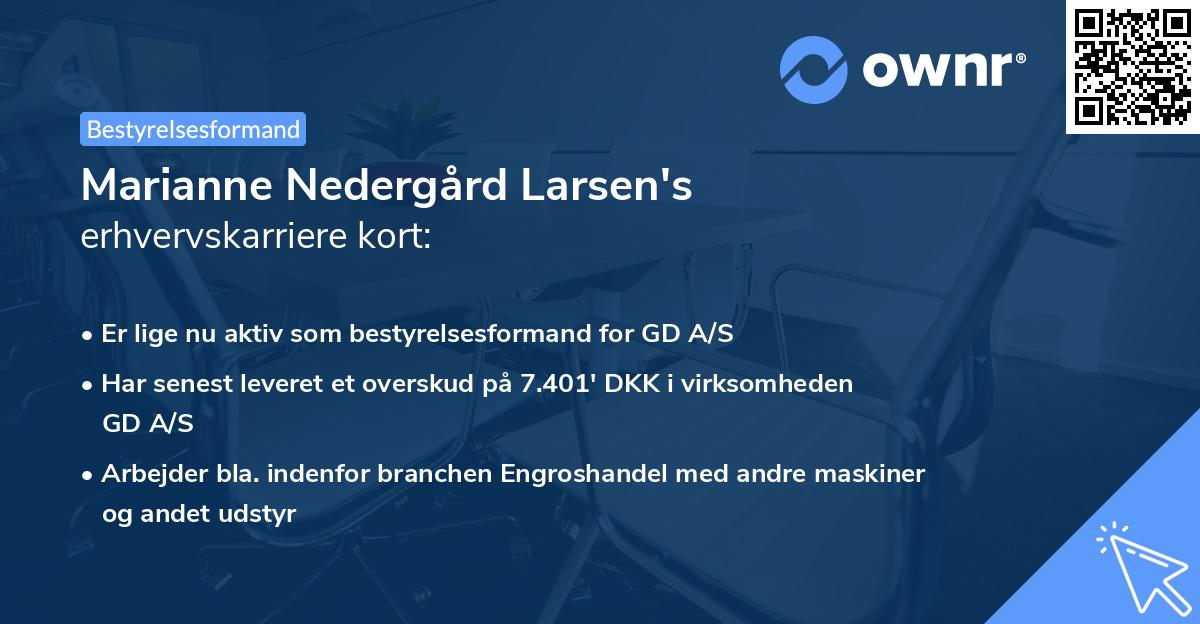 Marianne Nedergård Larsen's erhvervskarriere kort