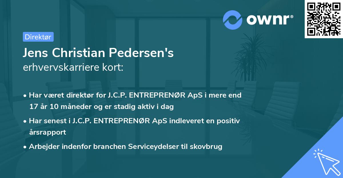 Jens Christian Pedersen's erhvervskarriere kort