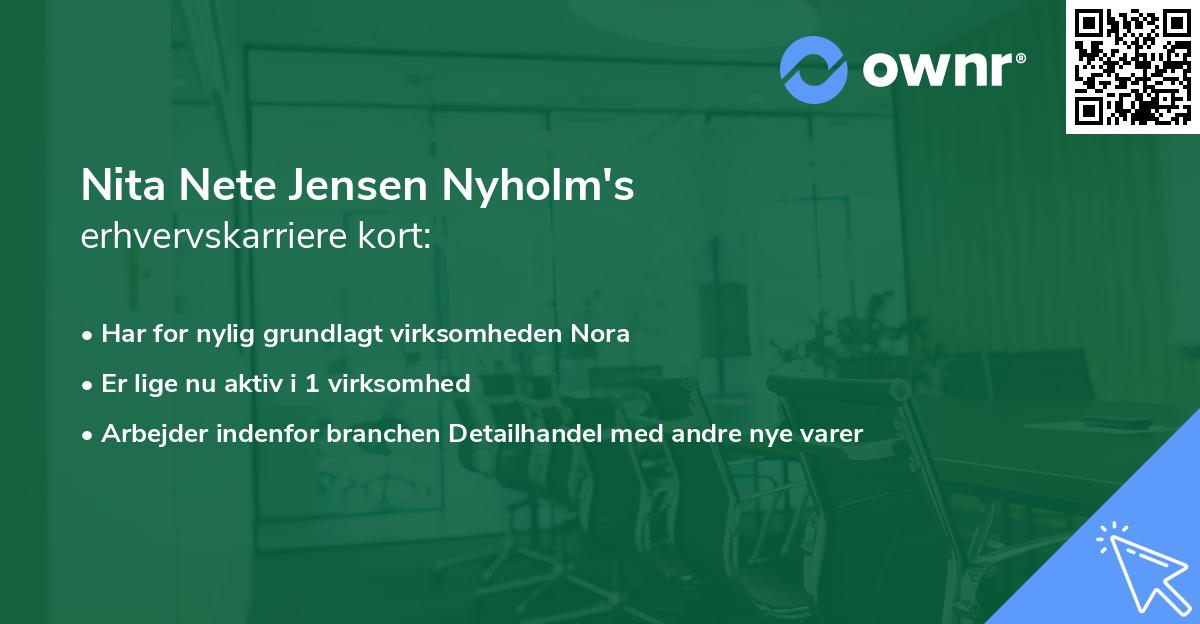 Nita Nete Jensen Nyholm's erhvervskarriere kort