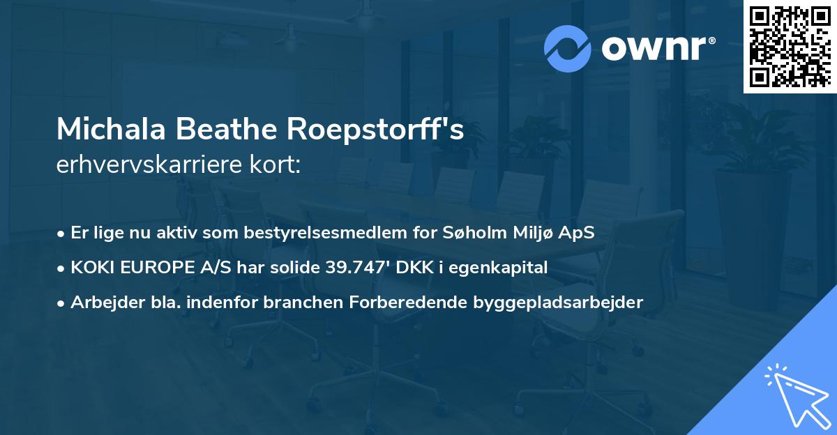 Michala Beathe Roepstorff's erhvervskarriere kort