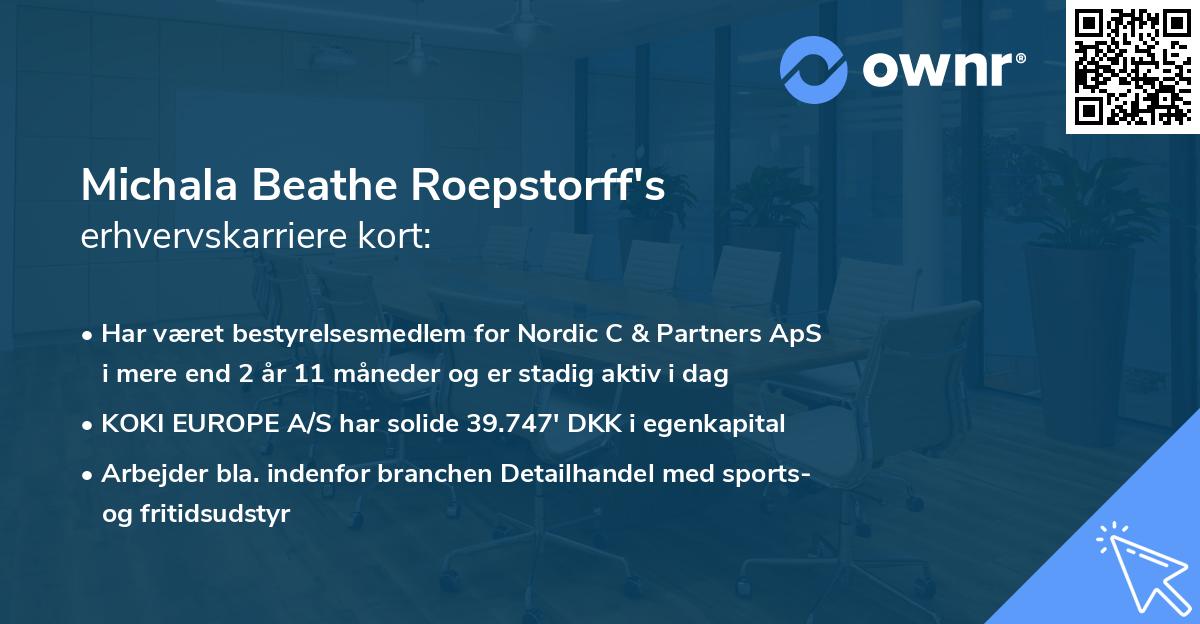 Michala Beathe Roepstorff's erhvervskarriere kort