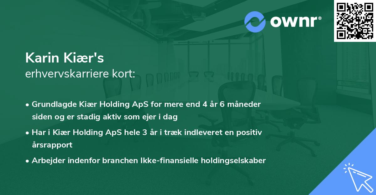 Karin Kiær's erhvervskarriere kort