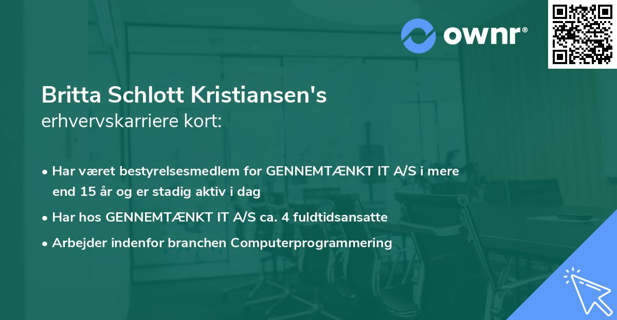 Britta Schlott Kristiansen's erhvervskarriere kort